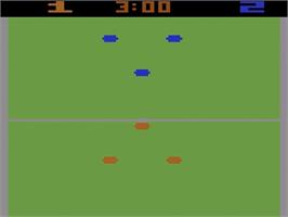 Title screen of RealSports Soccer on the Atari 2600.