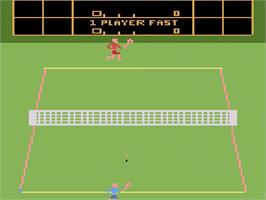 Title screen of RealSports Tennis on the Atari 2600.