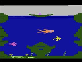 Title screen of Skindiver on the Atari 2600.