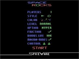 Title screen of Space Rocks on the Atari 2600.