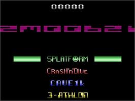 Title screen of Swoops! on the Atari 2600.