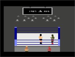 Title screen of Title Match Pro Wrestling on the Atari 2600.