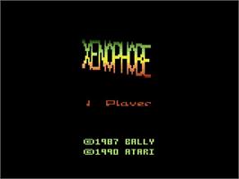 Title screen of Xenophobe on the Atari 2600.