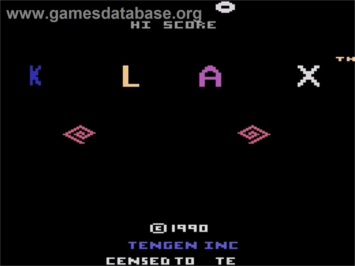 Klax - Atari 2600 - Artwork - Title Screen