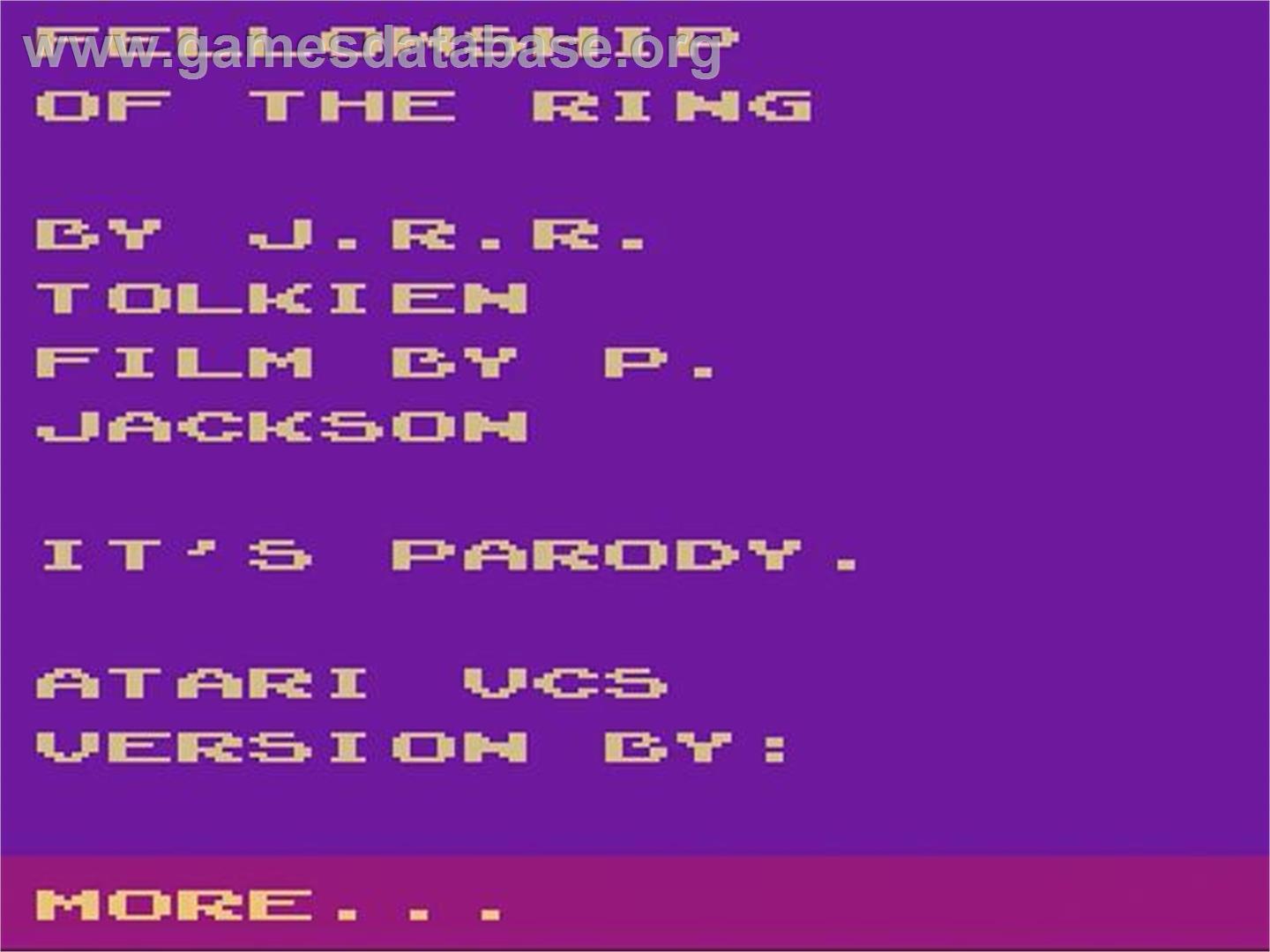 Lord Of The Rings - The Fellowship Of The Ring, The - Atari 2600 - Artwork - Title Screen