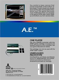 Box back cover for A.E. on the Atari 5200.