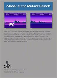Box back cover for Attack of the Mutant Camels (Atari 8bit conversion) on the Atari 5200.