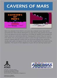 Box back cover for Caverns Of Mars on the Atari 5200.