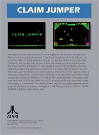 Box back cover for Claim Jumper on the Atari 5200.