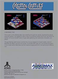 Box back cover for Crystal Castles (Atari 8bit conversion) on the Atari 5200.