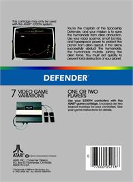 Box back cover for Defender on the Atari 5200.