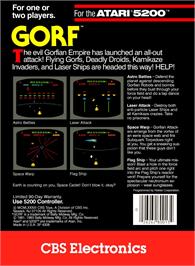 Box back cover for Gorf on the Atari 5200.