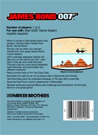 Box back cover for James Bond 007 on the Atari 5200.
