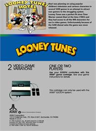 Box back cover for Looney Tunes Hotel on the Atari 5200.