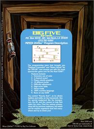 Box back cover for Miner 2049er on the Atari 5200.