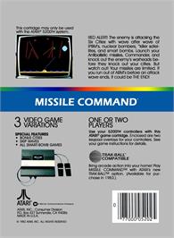 Box back cover for Missile Command on the Atari 5200.