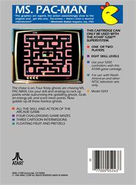 Box back cover for Ms. Pac-man on the Atari 5200.