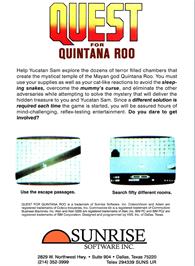 Box back cover for Quest For Quintana Roo on the Atari 5200.