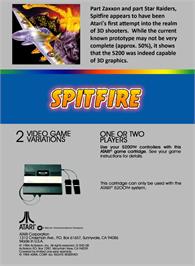 Box back cover for Spitfire (Prototype) on the Atari 5200.