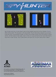 Box back cover for Spy Hunter (Atari 8bit conversion) on the Atari 5200.
