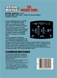 Box back cover for Star Wars Arcade on the Atari 5200.