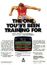 Box back cover for Track & Field on the Atari 5200.