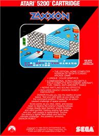 Box back cover for Zaxxon on the Atari 5200.