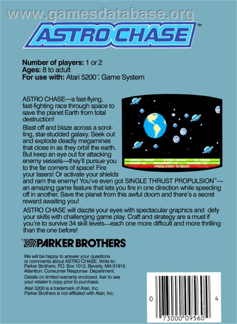 Astro Chase - Atari 5200 - Artwork - Box Back
