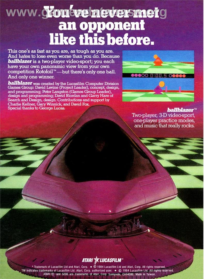 Ballblazer - Atari 5200 - Artwork - Box Back