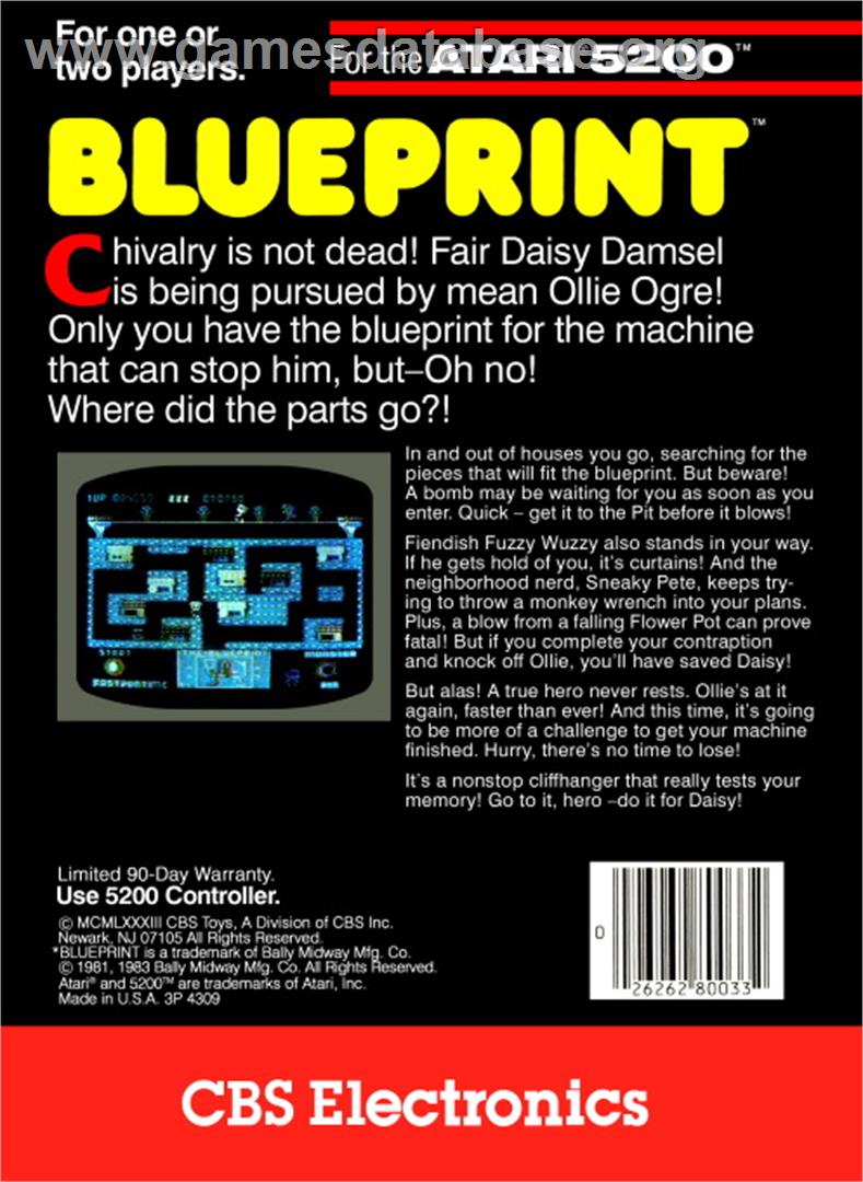 Blue Print - Atari 5200 - Artwork - Box Back