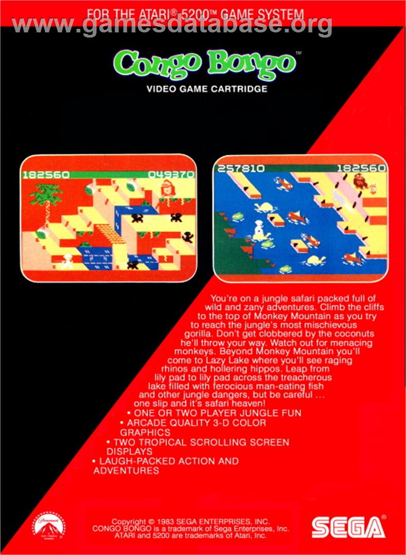 Congo Bongo - Atari 5200 - Artwork - Box Back