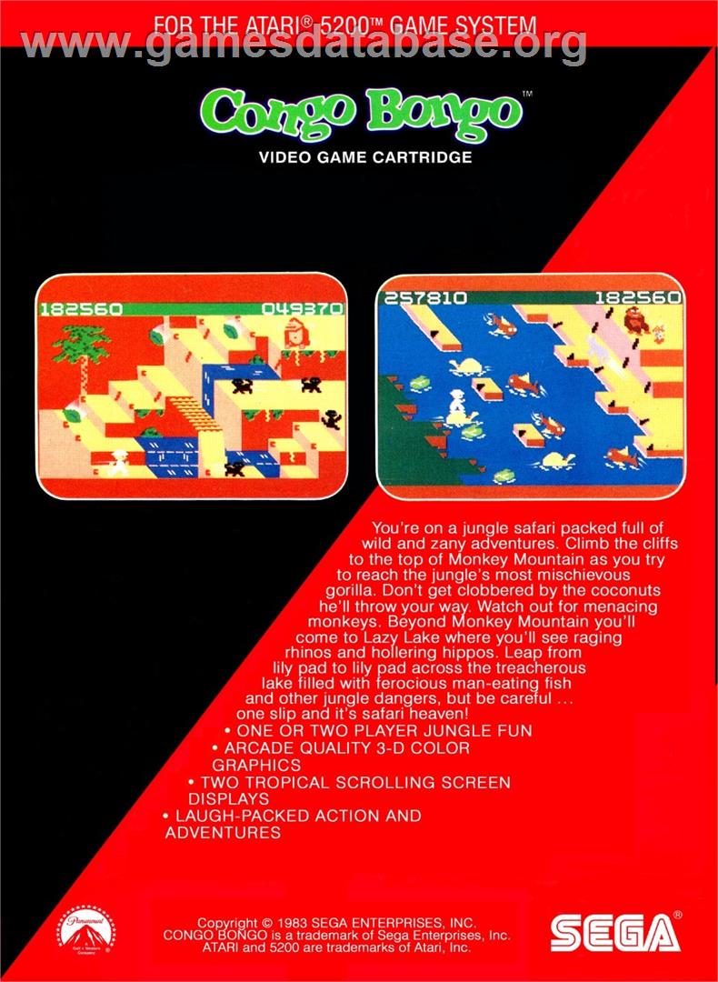 Congo Bongo - Atari 5200 - Artwork - Box Back