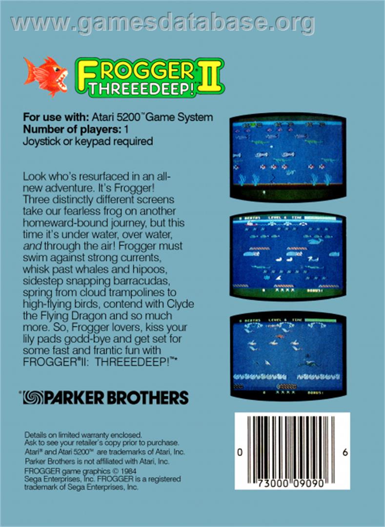 Frogger 2: Three Deep - Atari 5200 - Artwork - Box Back