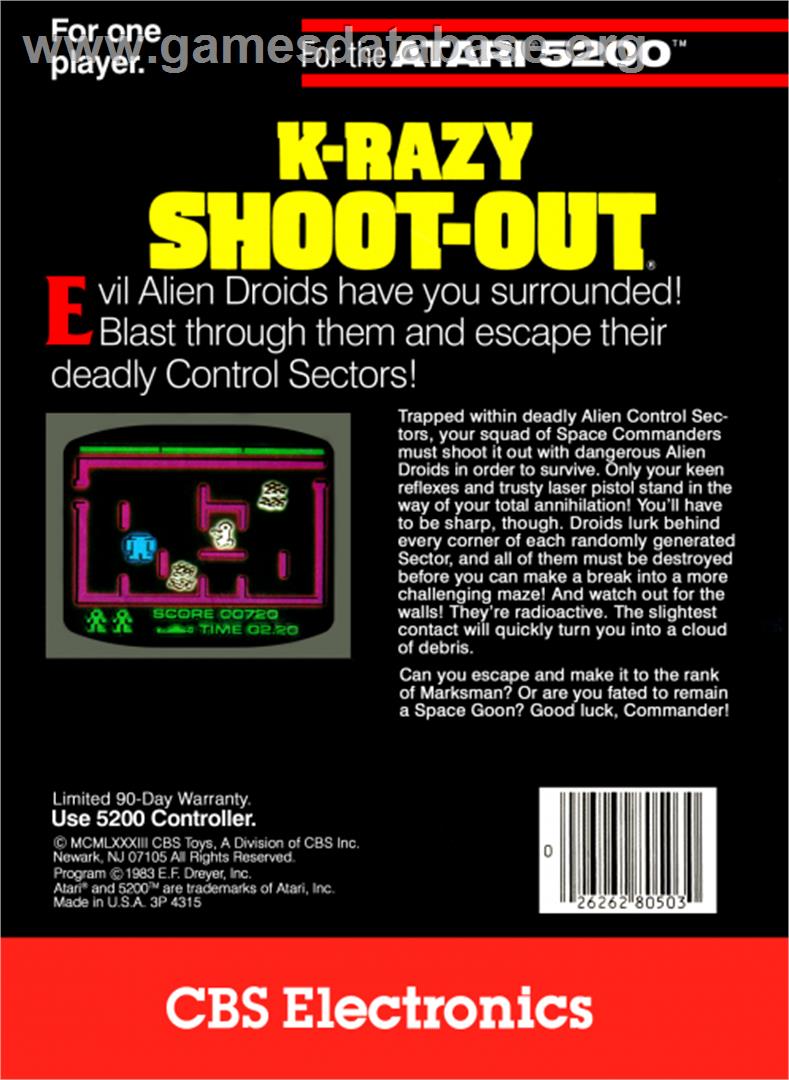 K-Razy Shootout - Atari 5200 - Artwork - Box Back
