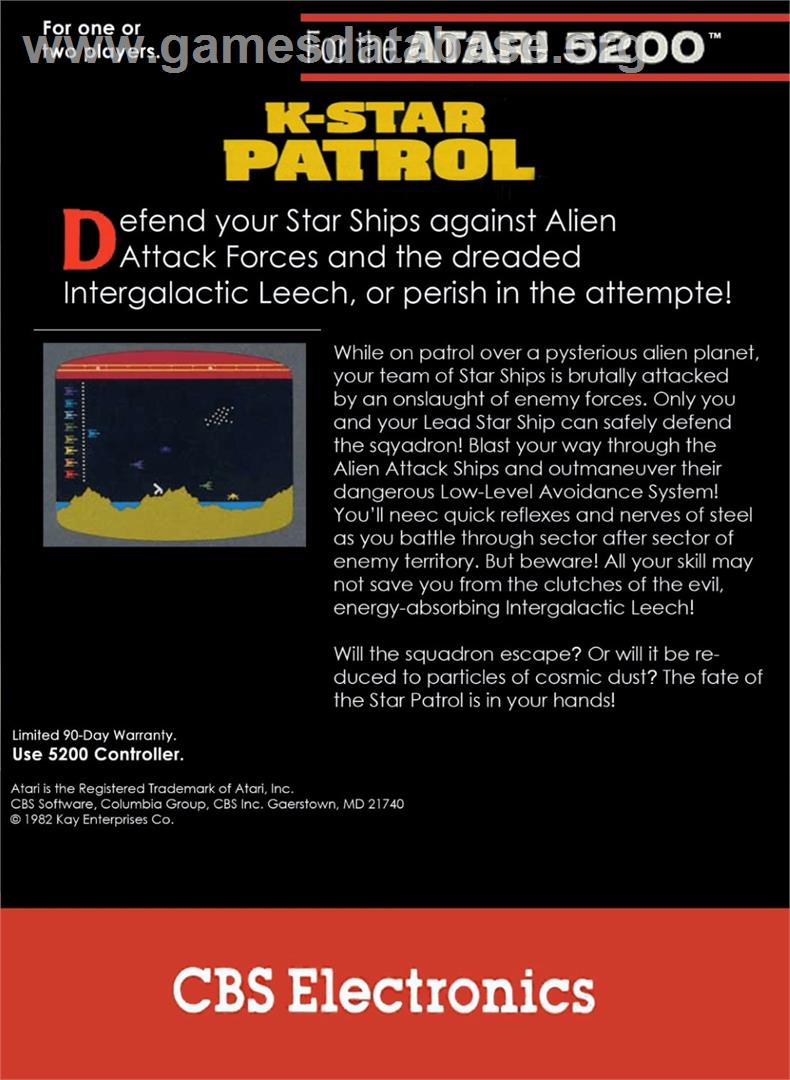 K-Star Patrol (Atari 8bit conversion) - Atari 5200 - Artwork - Box Back