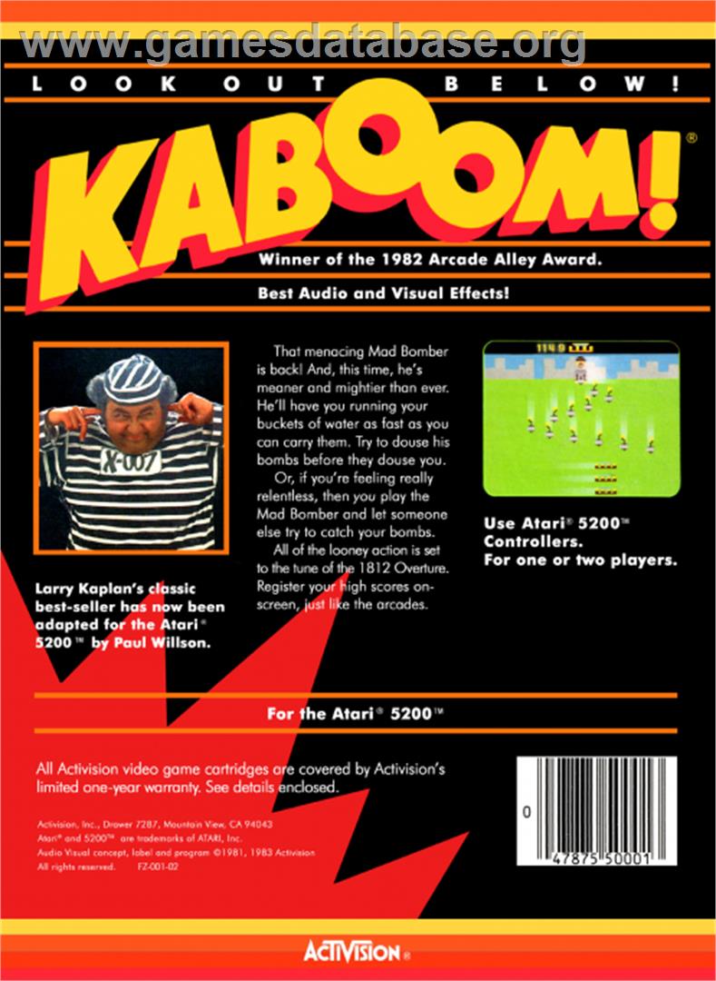 Kaboom - Atari 5200 - Artwork - Box Back
