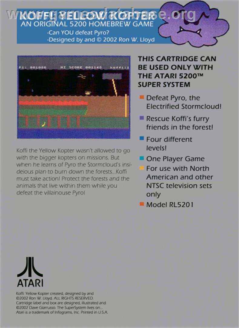 Koffi: Yellow Kopter: Demo - Atari 5200 - Artwork - Box Back