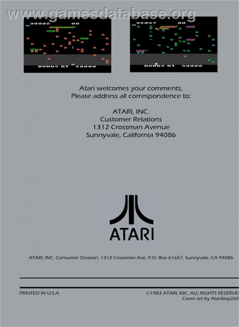 Millipede - Atari 5200 - Artwork - Box Back