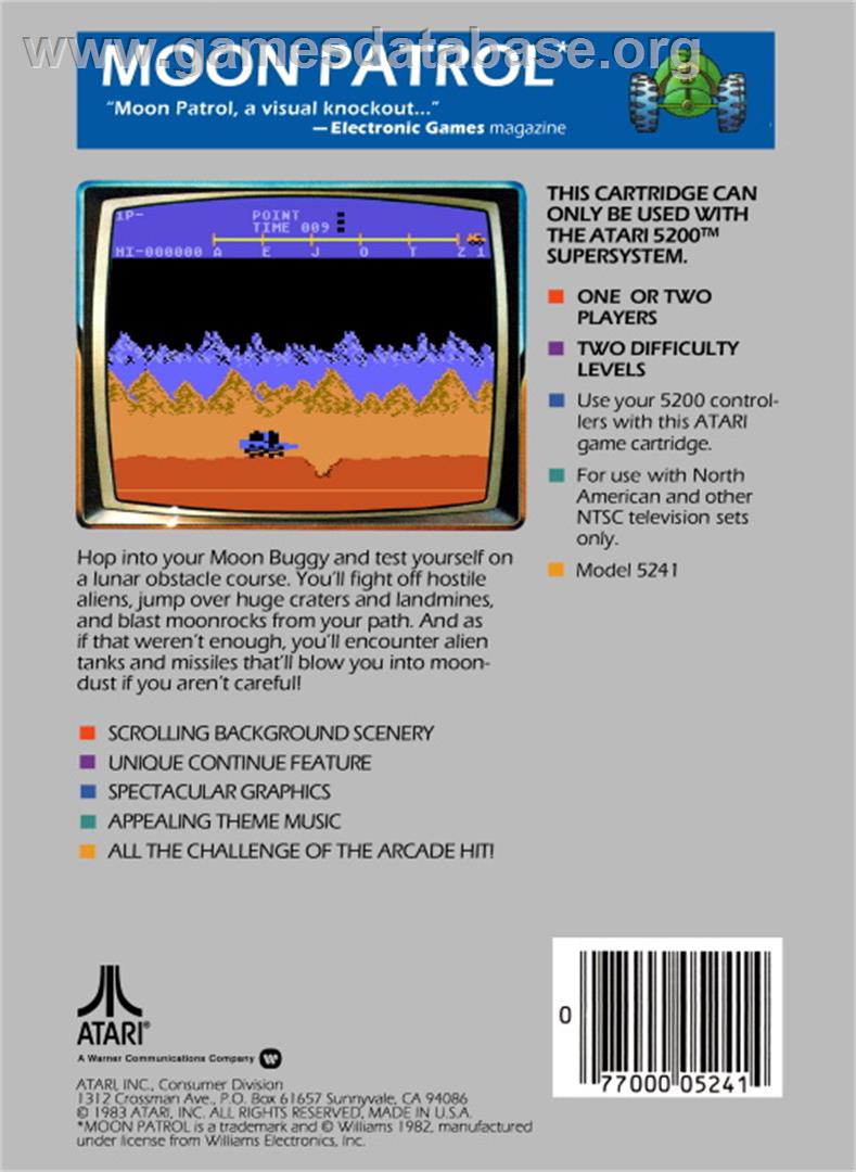 Moon Patrol - Atari 5200 - Artwork - Box Back