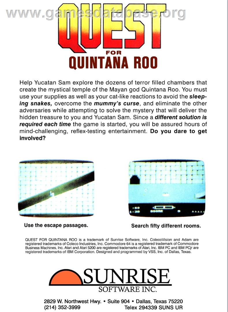 Quest For Quintana Roo - Atari 5200 - Artwork - Box Back