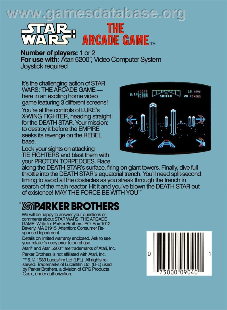 Star Wars - The Arcade Game - Atari 5200 - Artwork - Box Back