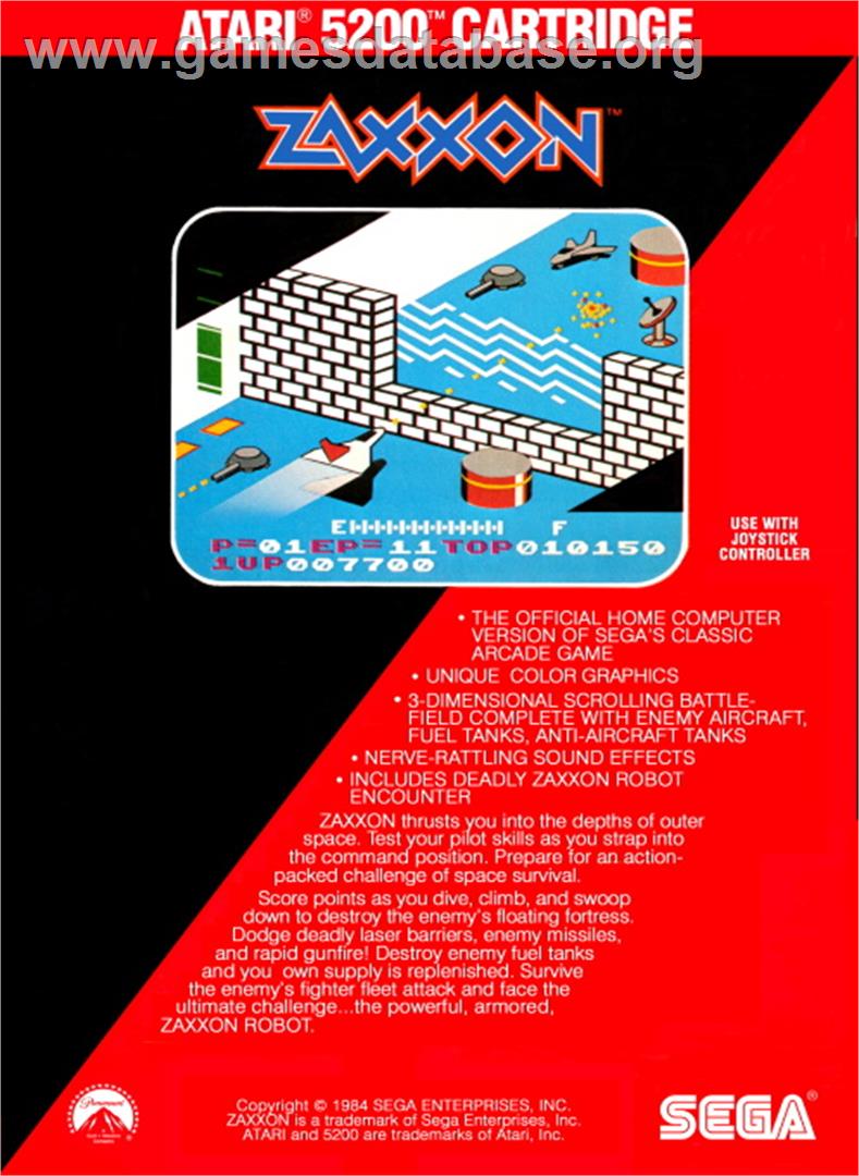 Zaxxon - Atari 5200 - Artwork - Box Back