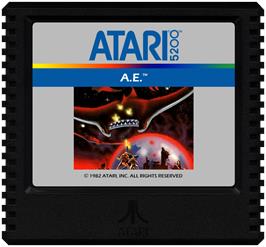Cartridge artwork for A.E. on the Atari 5200.