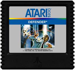 Cartridge artwork for Defender on the Atari 5200.