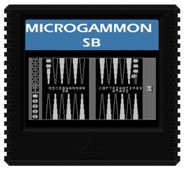 Cartridge artwork for Microgammon SB on the Atari 5200.