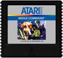 Cartridge artwork for Missile Command on the Atari 5200.