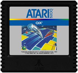 Cartridge artwork for QIX on the Atari 5200.