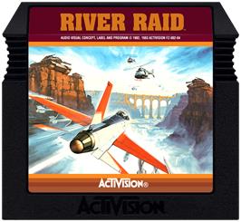 Cartridge artwork for River Raid on the Atari 5200.