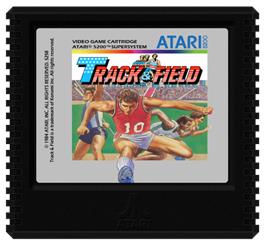 Cartridge artwork for Track & Field on the Atari 5200.