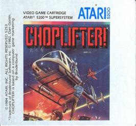 Top of cartridge artwork for Choplifter on the Atari 5200.